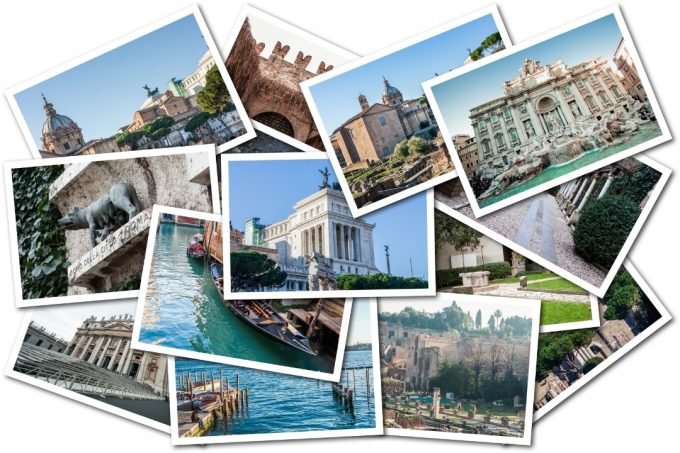 Collection of travel photos in a collage