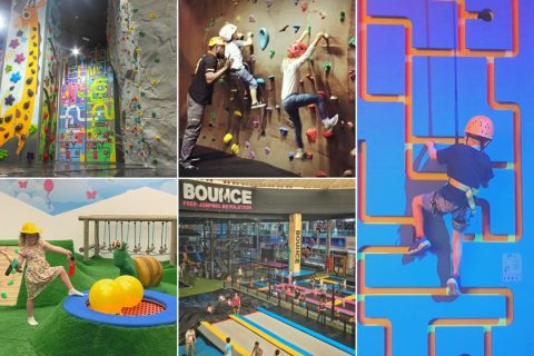 UAE Indoors - collage of indoor entertainment venues for kids in Abu Dhabi