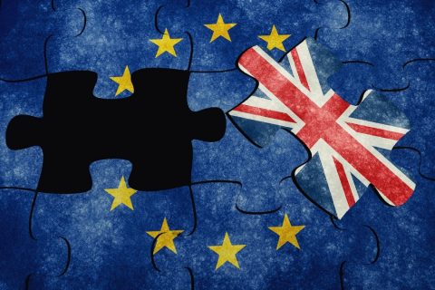 EU Map in jigsaw puzzle with the UK flag taken out
