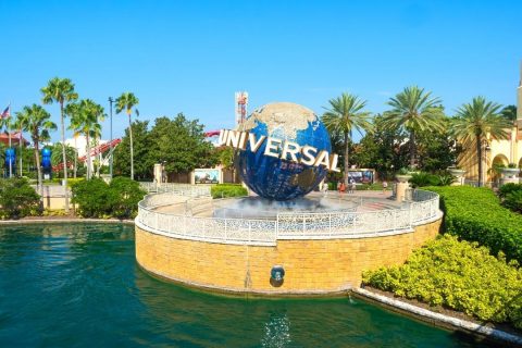 The Universal globe in front of Universal Studios theme park in Orlando