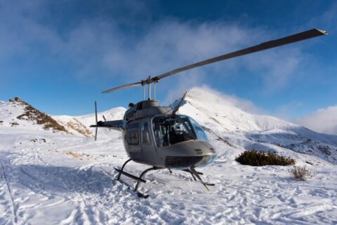 a helicopter on the snow