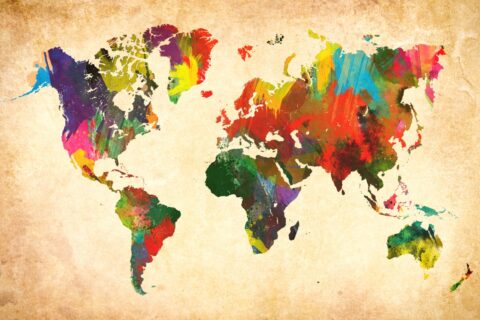watercolor world map image canvapro