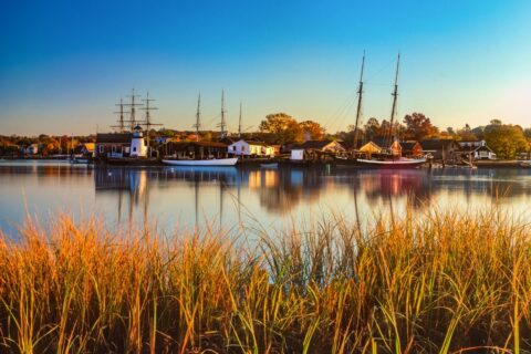 scenic view of Mystic Seaport in Connecticut