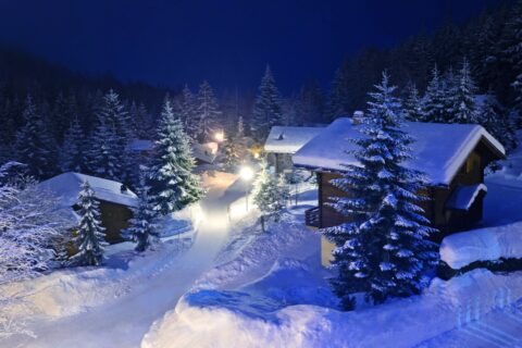 a snow covered village in switzerland